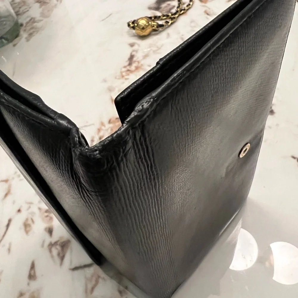 Preloved CHANEL Grained Calf Skin CoCo Button Long Wallet Purse - Black - Picture 10 of 11